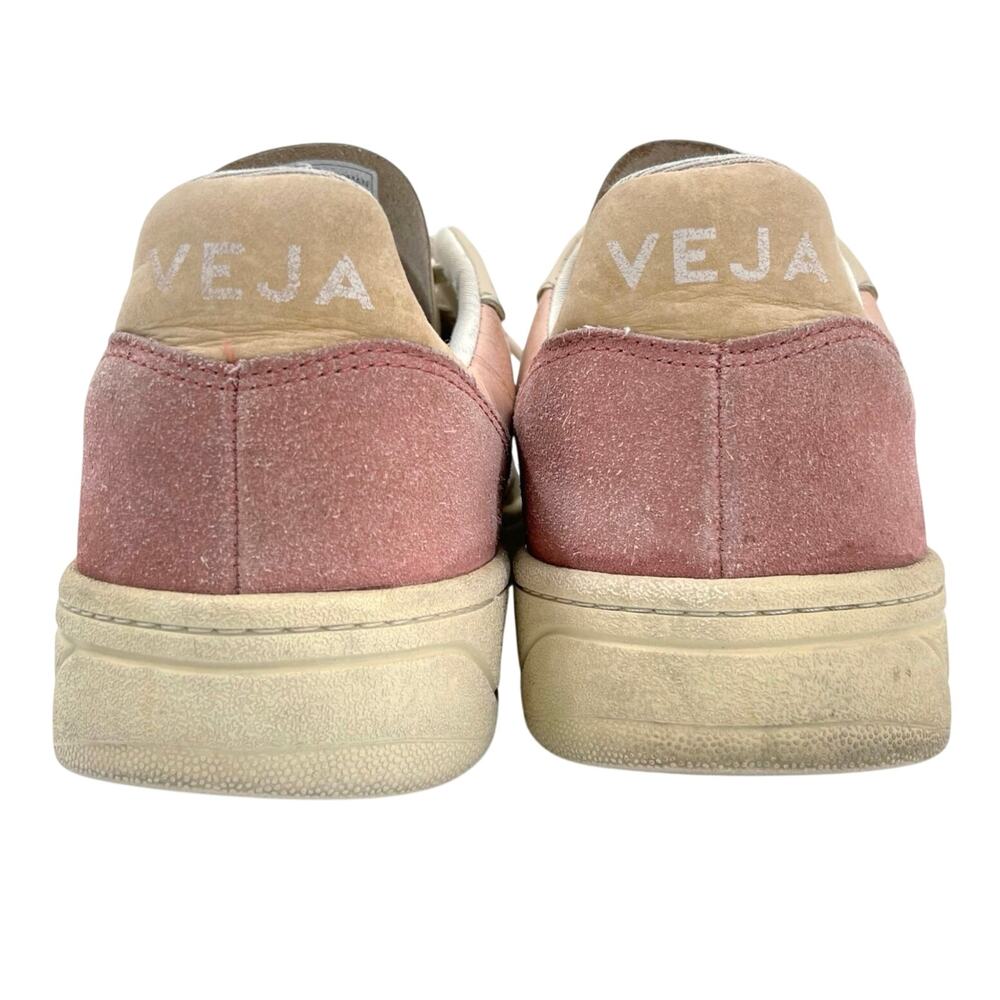 Veja V-10 Multico Colorblock Sneaker Suede Leather Pastel Pink Blue Cream Size 8 - Picture 6 of 16